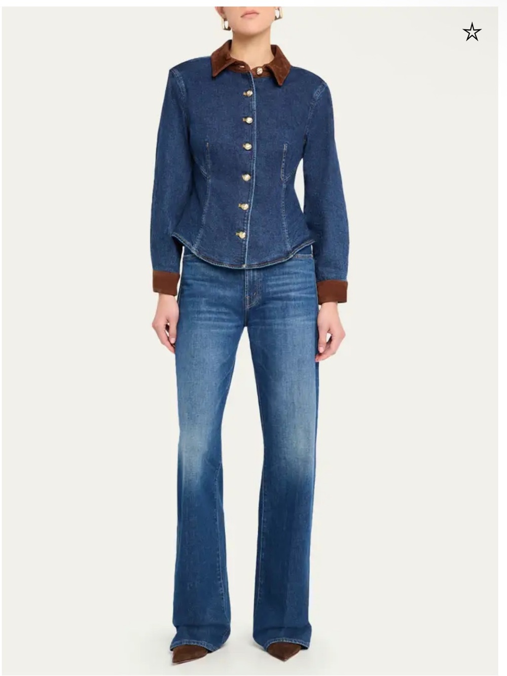 Cinq a sept Suede Combo Autumn Denim Top